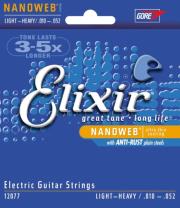 ELIXIR ΧΟΡΔΕΣ ΗΛΕΚΤΡΙΚΗΣ ΚΙΘΑΡΑΣ ELIXIR 12077 NANOWEB NICKEL PLATED STEEL 010-052