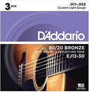 DADDARIO ΧΟΡΔΕΣ ΑΚΟΥΣΤΙΚΗΣ ΚΙΘΑΡΑΣ D'ADDARIO EJ-13 3D 80/20 BRONZE 11-52 3ET