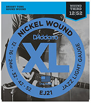 DADDARIO ΧΟΡΔΕΣ ΗΛΕΚΤΡΙΚΗΣ ΚΙΘΑΡΑΣ D'ADDARIO EJ 21 NICKEL WOUND 12-52