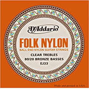 DADDARIO ΧΟΡΔΕΣ ΚΛΑΣΙΚΗΣ ΚΙΘΑΡΑΣ D'ADDARIO EJ-33 BALL END FOLK NYLON 80/20 BRONZE