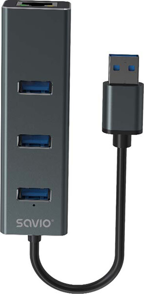 SAVIO AK-58 3-PORT ADAPTER USB 3.1(A)-FAST ETHERNET(RJ45)ADAPTER