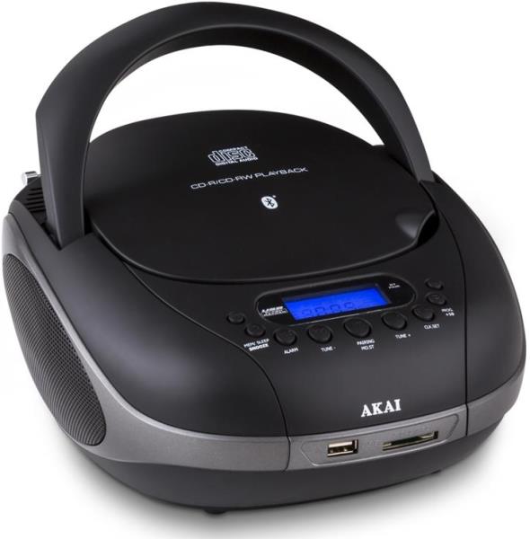 Akai Aprc Bk Portable Radio Cd Player Usb Sd Bluetooth Black Cd Player Per