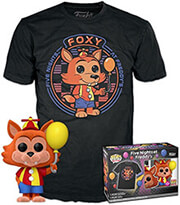 F.P!TEE(ADULT):FIVE NIGHTS AT FREDDYS SECURITY BREACH-BALLOON FOXY(FLOCKED)VINYL FIGURE T-SHIRT (L)