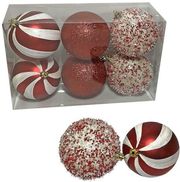 XMASFEST ΜΠΑΛΕΣ 3 ΣΧΕΔΙΑ ΚΟΚΚΙΝΟ ΠΑΚ=6ΤΕΜ Φ7CM