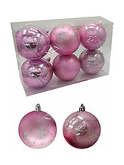 XMASFEST ΜΠΑΛΕΣ ΝΤΕΚΟΡ ΡΟΖ ΠΑΚ=6ΤΕΜ Φ8CM