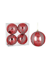 XMASFEST ΜΠΑΛΑ ΝΤΕΚΟΡ ΓΥΑΛΙΣΤΕΡΗ ΚΟΚΚΙΝΗ ΠΑΚ= 4ΤΕΜ Φ10 10CM