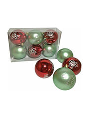 XMASFEST ΜΠΑΛΕΣ ΝΤΕΚΟΡ 2 ΠΡΑΣΙΝΕΣ &amp; 4 ΚΟΚΚΙΝΕΣ Φ8 Φ8CM