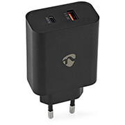 NEDIS WCPD65W130BK WALL CHARGER WITH 2 OUTPUTS USB-A / USB-C 65W