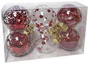 XMASFEST ΜΠΑΛΕΣ ΜΕ ΓΕΜΙΣΗ ΝΤΕΚΟΡ ΠΑΚ=6ΤΕΜ Φ6 Φ6CM ΚΟΚΚΙΝΗ