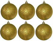 XMASFEST ΜΠΑΛΑ GLITTER ΠΑΚ=6ΤΕΜ Φ7 Φ7CM ΧΡΥΣΗ