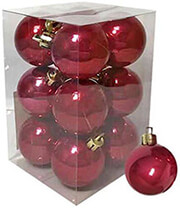 XMASFEST ΜΠΑΛΕΣ ΠΕΡΛΕ ΚΟΚΚΙΝΕΣ ΠΑΚ=12ΤΕΜ Φ4 Φ4CM