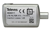 TELEVES TELEVES 404411 PLUGGABLE FILTER WITH IEC CONNECTOR LTE 4G 470-774MHZ (CH 21-58)