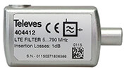 TELEVES TELEVES 404412 PLUGGABLE FILTER WITH IEC CONNECTOR LTE 4G 5-790MHZ (CH 21-60)