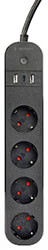 GEMBIRD GEMBIRD SMART ΠΟΛΥΠΡΙΖΟ ΜΕ ΦΟΡΤΙΣΤΗ USB, 4 ΠΡΙΖΕΣ ΜΑΥΡΟ