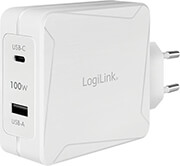 LOGILINK LOGILINK PA0281 DUAL USB POWER SOCKET ADAPTER 1X USB-C PD 1X USB-A 100W WHITE