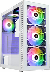 KOLINK CASE KOLINK OBSERVATORY HF GLASS ARGB MIDI TOWER CASE - WHITE WITH 6 ARGB FANS - 3X140MM &amp; 3X120MM