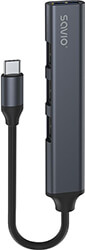 SAVIO AK-71 HUB USB-C 3 X USB-A 2.0,1 X USB-A 3.1 GEN 1 , GRAY