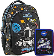 MUST ΣΧΟΛΙΚΗ ΤΣΑΝΤΑ ΠΛΑΤΗΣ ΔΗΜΟΤΙΚΟΥ MUST ROCKET + ΚΑΣΕΤΙΝΑ ΔΙΠΛΗ ΓΕΜΑΤΗ