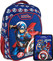 MUST ΣΧΟΛΙΚΗ ΤΣΑΝΤΑ ΠΛΑΤΗΣ ΔΗΜΟΤΙΚΟΥ AVENGERS + ΚΑΣΕΤΙΝΑ ΔΙΠΛΗ ΓΕΜΑΤΗ