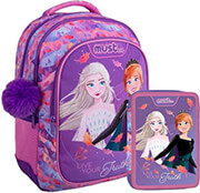 MUST ΣΧΟΛΙΚΗ ΤΣΑΝΤΑ ΠΛΑΤΗΣ ΔΗΜΟΤΙΚΟΥ DISNEY FROZEN + ΚΑΣΕΤΙΝΑ ΔΙΠΛΗ ΓΕΜΑΤΗ