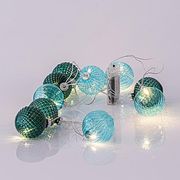 EUROLAMP 10 ΘΕΡΜΑ ΛΕΥΚΑ LED 5MM ΠΡΑΣΙΝΕΣ GLASS ΜΠΑΛΕΣ 6CM 3XAA ΔΙΑΦΑΝΟ ΚΑΛ. 50CM IP20 600-11245