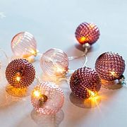 EUROLAMP 10 ΘΕΡΜΑ ΛΕΥΚΑ LED 5MM ΡΟΖ GLASS ΜΠΑΛΕΣ 6CM 3XAA ΔΙΑΦΑΝΟ ΚΑΛ. 50CM IP20 600-11208