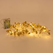 ΣΕΙΡΑ 15 ΘΕΡΜΑ ΛΕΥΚΑ MINI LED ΦΥΛΛΑ &amp; ΠΕΡΛΕΣ 3ΧΑΑ TIMER ΘΕΡΜΟ ΧΑΛΚΙΝΟ ΚΑΛ. 30CM IP20 600-03260