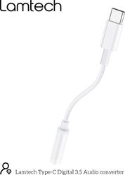 LAMTECH LAMTECH TYPE-C ADAPTER CABLE AUDIO JACK 3,5MM WHITE LAM023831