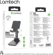 LAMTECH 2IN1 FOLDING DESKTOP STAND FOR SMARTPHONES AND TABLETS BLACK LAM111689