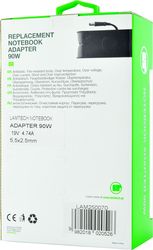 LAMTECH NOTEBOOK ADAPTER 90W DELL 19V4,74A 5,5X2,5MM LAM250070