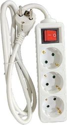 LAMTECH POWER STRIP WITH SWITCH 3 OUTLETS WHITE 1.5M LAM023688