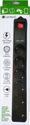 LAMTECH 6WAY SURGE PROTECTOR WITH 2XUSB 6XSCHUKO BLACK 1.5M LAM111955