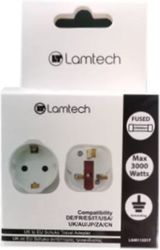 LAMTECH UK 13A TO EU SCHUKO TRAVEL ADAPTER LAM113317