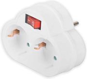 LAMTECH POWER SOCKET SPLITTER WITH 2 SCHUKO OUTLETS &amp; ON/OFF SWITCH WHITE LAM023817
