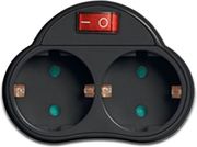 LAMTECH POWER SOCKET SPLITTER WITH 2 SCHUKO OUTLETS &amp; ON/OFF SWITCH BLACK LAM023695
