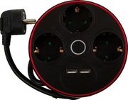 ΠΟΛΥΠΡΙΖΟ GEYER 3 ΘΕΣΕΩΝ ΜΕ ΔΙΑΚΟΠΤΗ 2XUSB ΜΑΥΡΟ