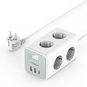 TESSAN TESSAN 9 IN 1 CUBOID POWER STRIP 6XSCHUKO, 2XUSB, 1XTYPE-C, 2M CABLE TS-306-C