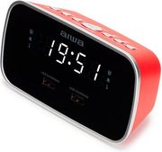 AIWA AIWA DUAL ALARM CLOCK RADIO WITH 2 CHARGING USB PORTS RED CRU-19RD