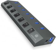 ICY BOX ICY BOX 7-PORT USB3.2 ALUM HUB WITH ON/OFF SWITCHES POWER SUPPLY AND CABLE 1M IB-HUB1701-C3