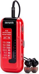 AIWA MINI POCKET RADIO WITH EARPHONES RED R-22RD