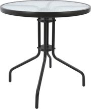 HOME MARKET ΤΡΑΠΕΖΙ LIMA Φ70Χ70ΥΕΚ.ΜΕΤΑΛΛΙΚΟ ΓΚΡΙ ΜΕ ΓΥΑΛΙΝΗ ΕΠΙΦΑΝΕΙΑ HM5146.01