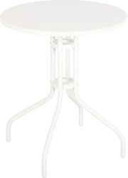 HOME MARKET ΤΡΑΠΕΖΙ ΕΞ.ΧΩΡΟΥ ΣΤΡΟΓΓΥΛΟ LINO HM5973.02 ΜΕΤΑΛΛΙΚΟ ΛΕΥΚΟ Φ60X70ΥΕΚ.