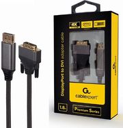 CABLEXPERT DISPLAYPORT TO DVI ADAPTER CABLE PREMIUM SERIES 4K 1,8M RETAIL PACK CC-DPM-DVIM-4K-6