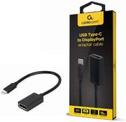 CABLEXPERT USB TYPE-C TO DISPLAYPORT ADAPTER CABLE 4K 15CM BLACK RETAIL PACK A-CM-DPF-02