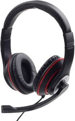GEMBIRD JACK STEREO HEADSET BLACK WITH RED RING MHS-03-BKRD