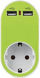 EUROLAMP ΑΝΤΑΠΤΟΡΑΣ ΣΟΥΚΟ 2 USB ΠΡΑΣΙΝΟ ΠΡΟΣΤΑΣΙΑ ΕΠΑΦΩΝ 147-09012