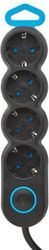 EUROLAMP EUROLAMP ΠΟΛΥΠΡΙΖΟ 4Θ ΟΒΑΛ ΔΙΑΚΟΠΤΗ 3X1,5MM 1,5M ΜΑΥΡΟ ΠΡΟΣΤΑΣΙΑ ΕΠΑΦΩΝ 147-62415