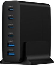 GEMBIRD 6-PORT 75W GAN USB FAST C HARGER BLACK TA-UC-2A4C-PD75-01-BK