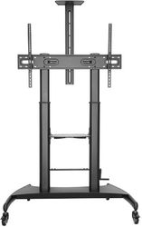 GEMBIRD HEIGHT ADJUSTABLE TV FLOOR STAND WITH CASTER WHEELS 60' - 100' TVS-100T-02