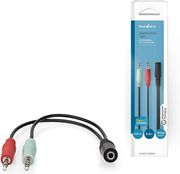 NEDIS CAGB22160BK02 STEREO AUDIO CABLE 3.5MM FEMALE - 2X 3.5MM MALE 0.12M BLACK